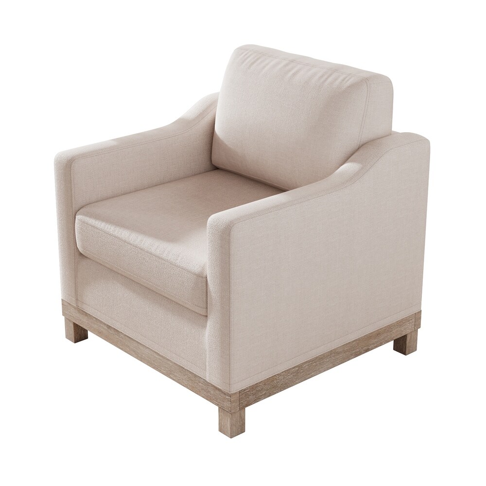 Streamlined Accent Chair Beige Linen Single Sofa Chair Lounge Chairs