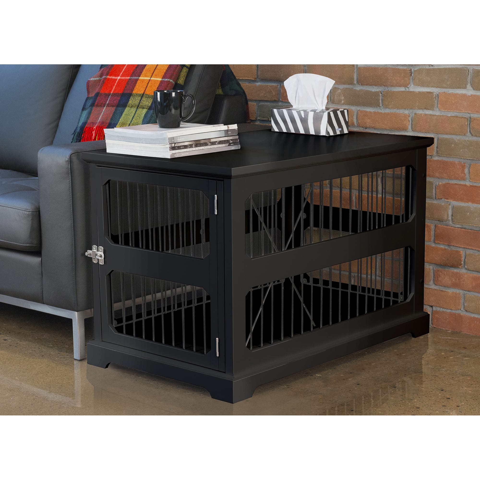 Zoovilla Slide Aside Crate And End Table In Black， 35.43