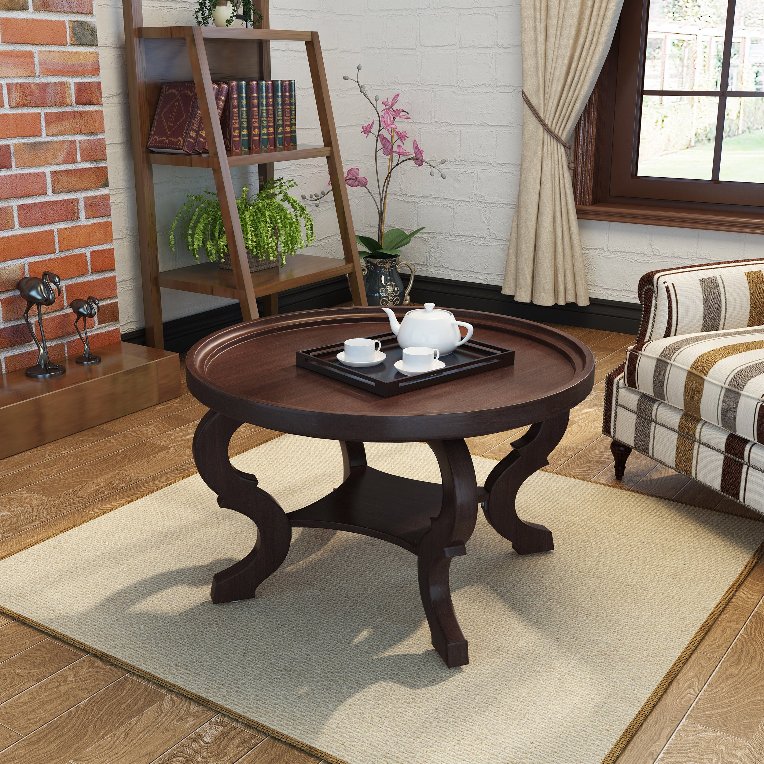 Alteri Finished Faux Wood Circular Coffee Table