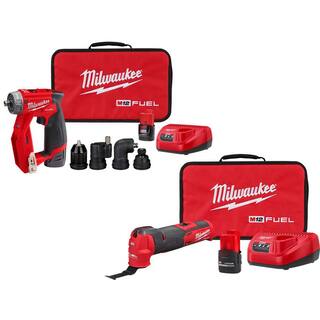 MW M12 FUEL 12-Volt Lithium-Ion Cordless Oscillating Multi-Tool Kit w4-in-1 Installation DrillDriver Kit 2526-21HO-2505-22