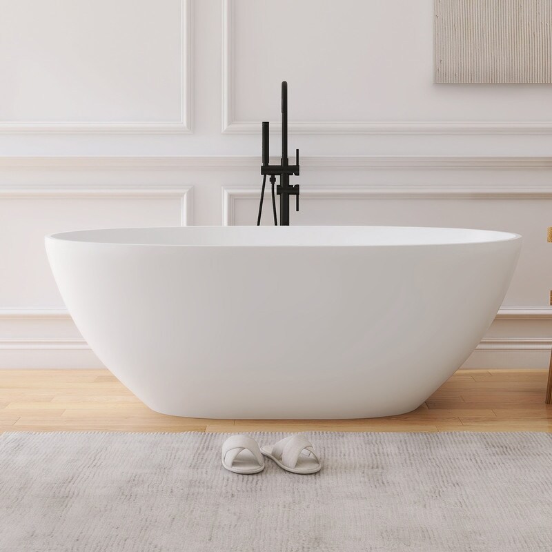 Alvana 61'' x 29.5'' Freestanding Soaking Solid Surface Bathtub