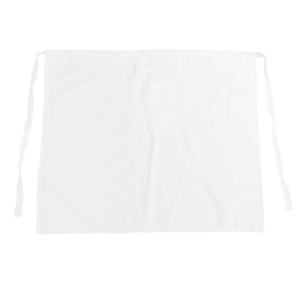 OUNONA Cotton Aprons Household Kitchen Sleeveless Half Aprons Pocket   Cooking Baking Apron (White)