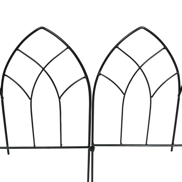 Sunnydaze Outdoor Lawn And Garden Metal Narbonne Style Decorative Border Fence Panel Set 9 x27 Black 5pk