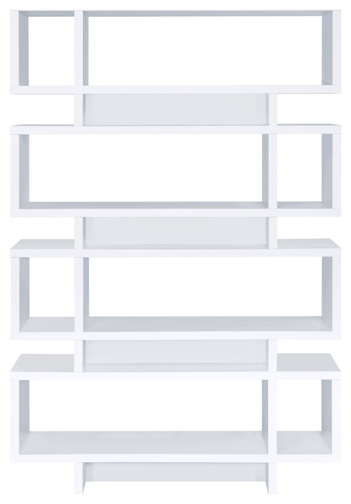 Reid 4 tier Open Back Bookcase White   Modern   Bookcases   by Modon  Houzz