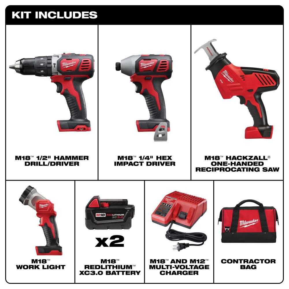 Milwaukee M18 4-Piece Combo Kit 2695-24 from Milwaukee