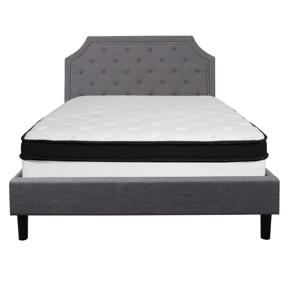 Arched Tufted Platform Bed and Memory Foam Pocket Spring Mattress