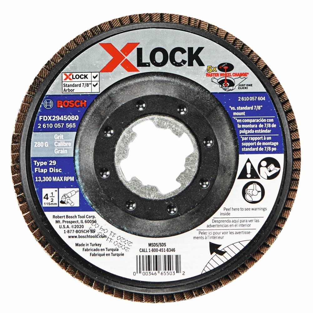 Bosch X LOCK Arbor Type 29 80 Grit Flap Disc 4 1/2