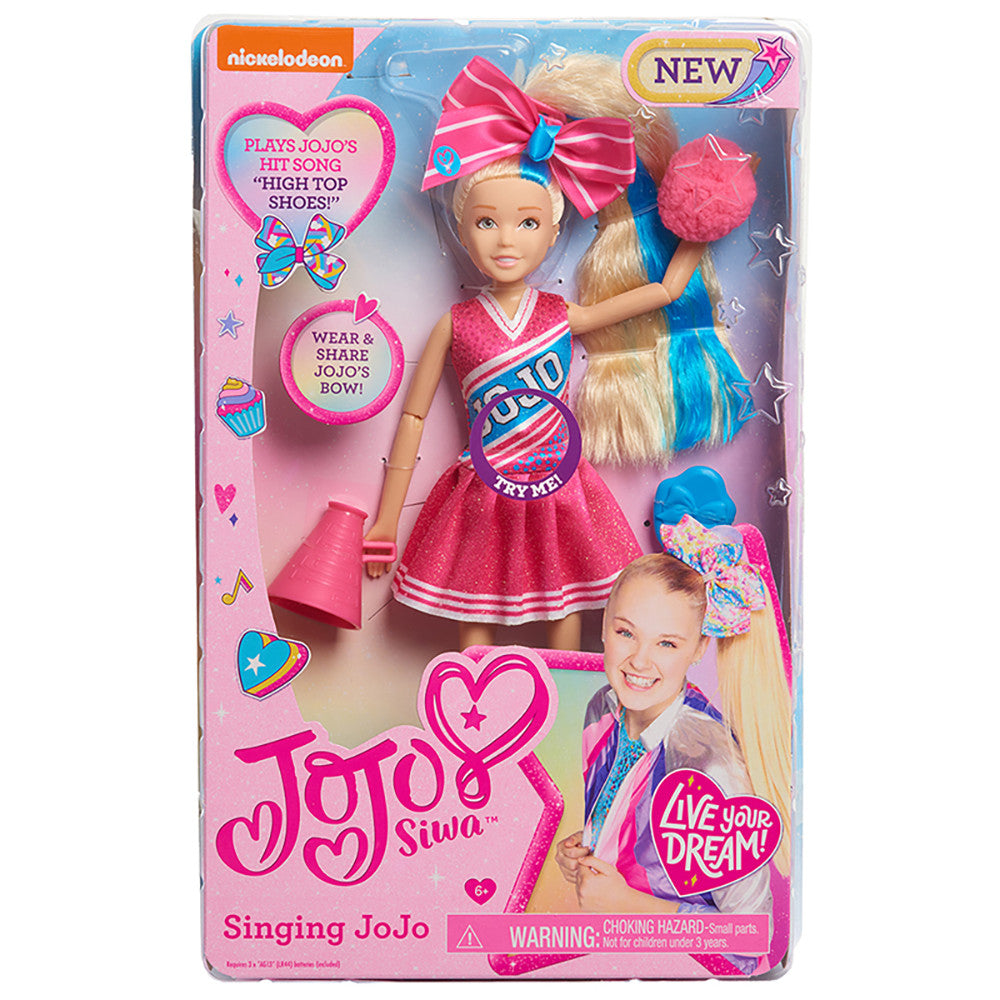 JoJo Siwa 10 Inch Singing Doll, Sings High Top Shoes, Pink Cheerleading Outfit and Accessories,  Kids Toys for Ages 6 Up, Gifts and Presents