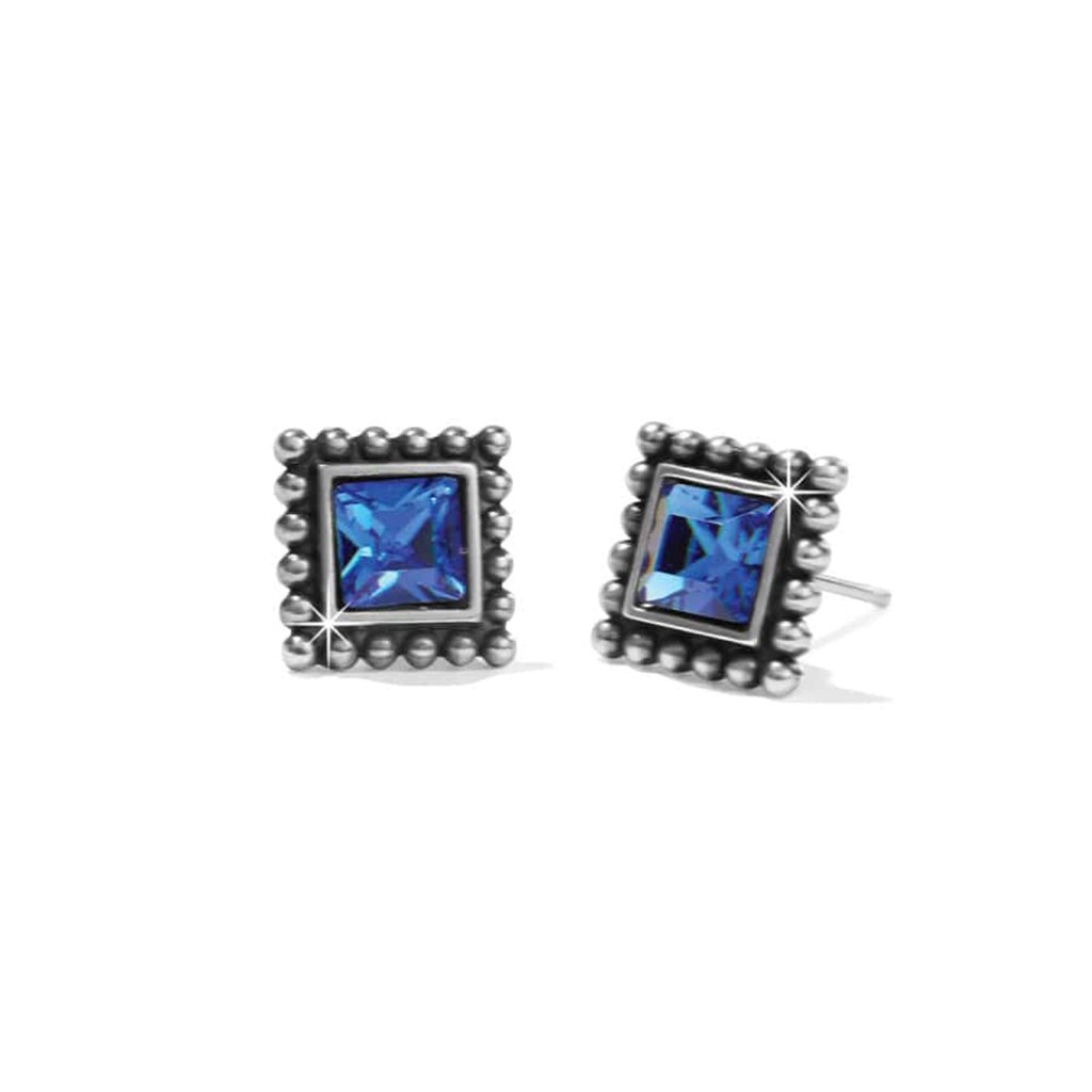 Brighton Sparkle Square Mini Post Earrings in Silver Blue