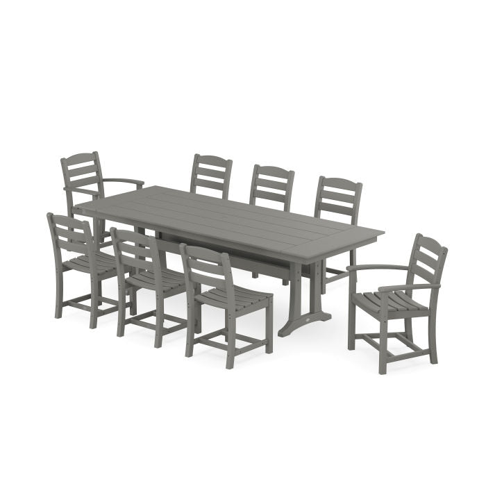 Polywood La Casa Café 9-Piece Farmhouse Dining Set with Trestle Legs PWS1435-1