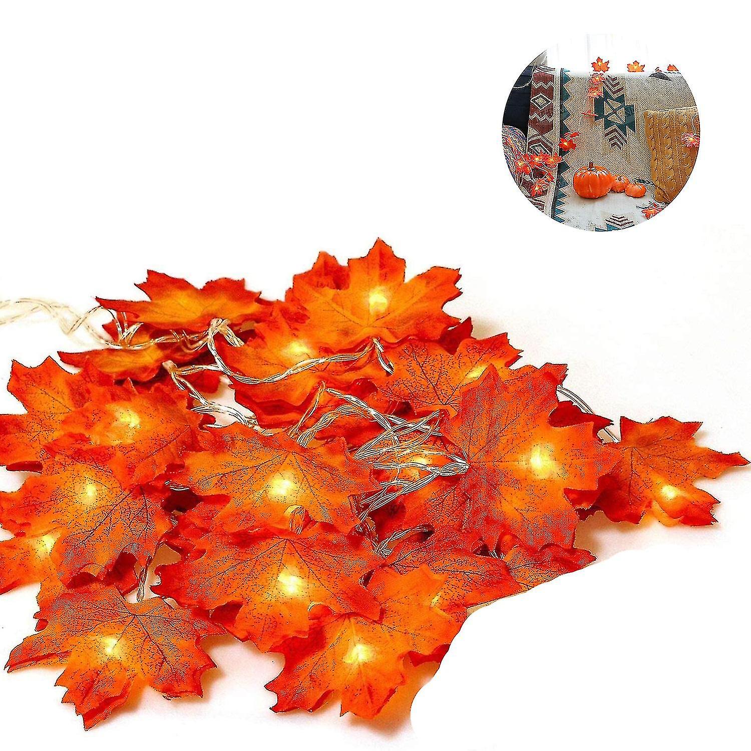 Fall Garland， Fall Leaves Garland， Maple Leaf String Lights， Fall Season 20 Lights， Perfect Decoration Compatible With Thanksgiving Day Decorations and