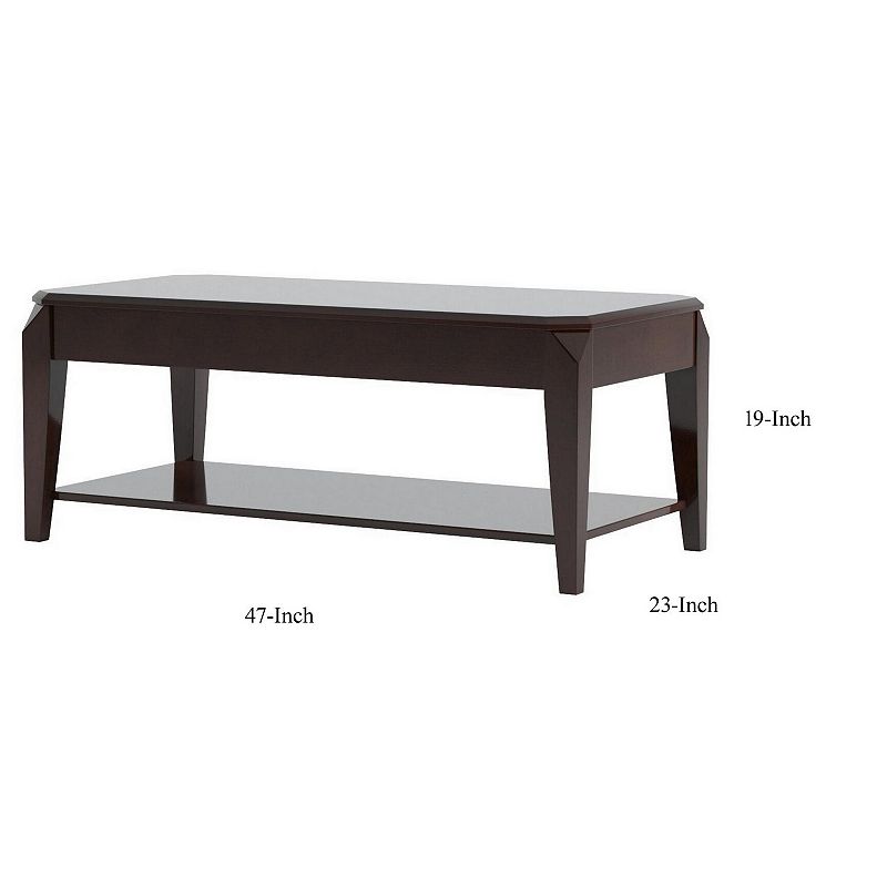 Innovative Coffee Table with Lift Top， Walnut Brown