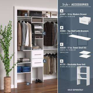 ClosetMaid Style+ 72 in. W - 113 in. W White Narrow Wood Closet System 4358