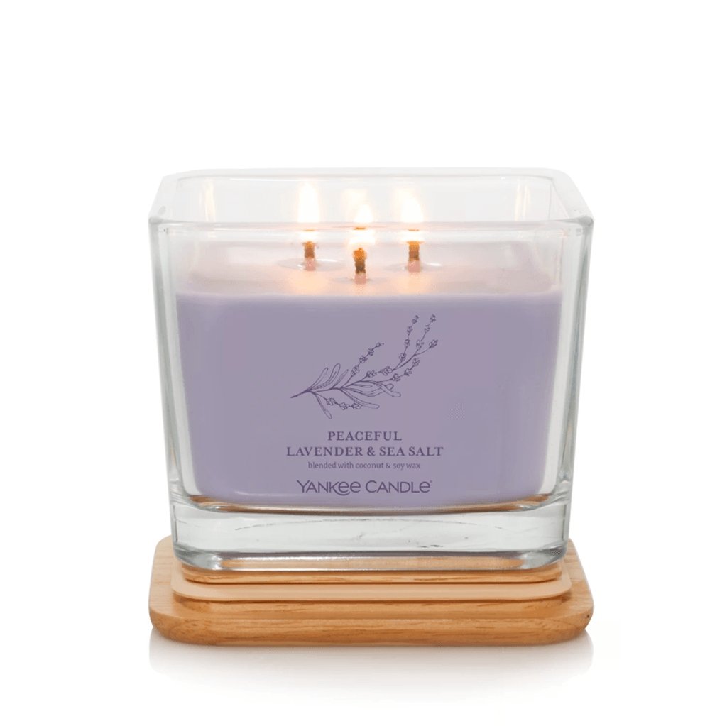 Yankee Candle  Well Living Collection - Medium Square Candle in Peaceful Lavender & Sea Salt