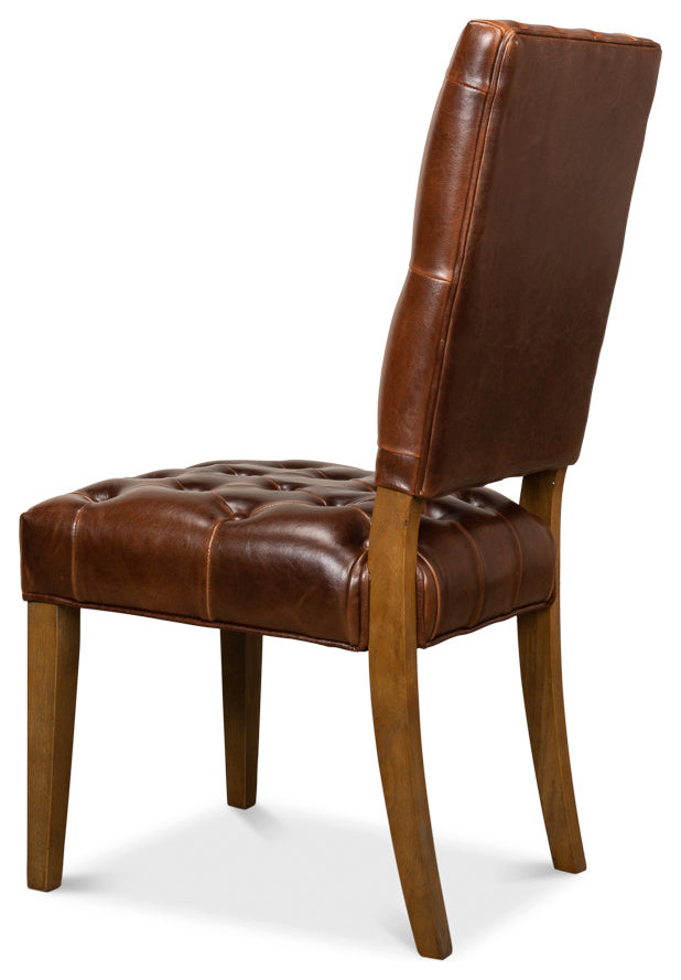 Brady Leather Side Dining Chairs Set of 2   Traditional   Armchairs And Accent Chairs   by Sideboards and Things  Houzz