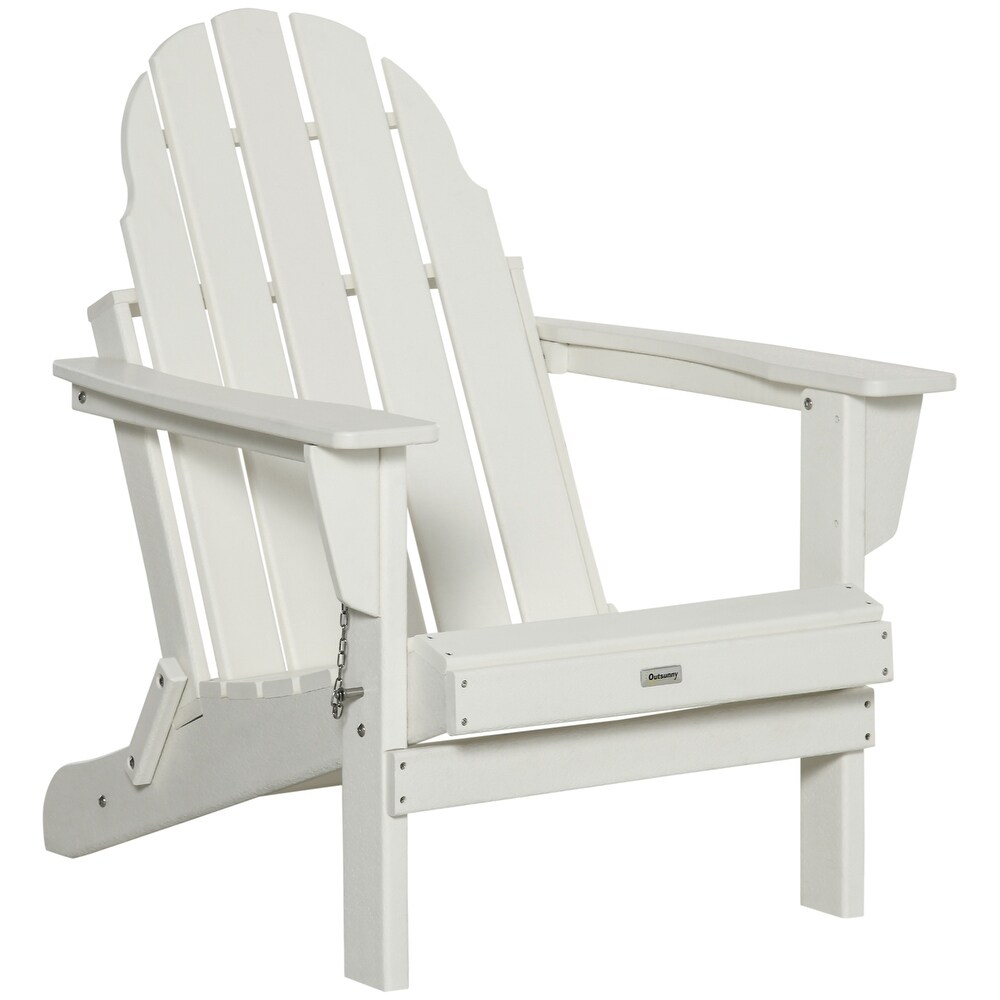 Outsunny Folding Adirondack Chair  HDPE Outdoor  Weather Plastic Lounge Beach Chairs for Patio Deck and Lawn Furniture