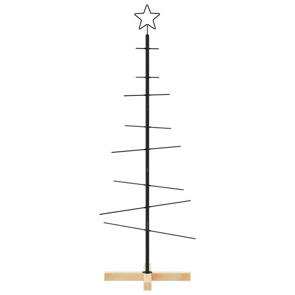 vidaXL Christmas Tree Metal Ornament Tree Decoration with Wooden Base Black