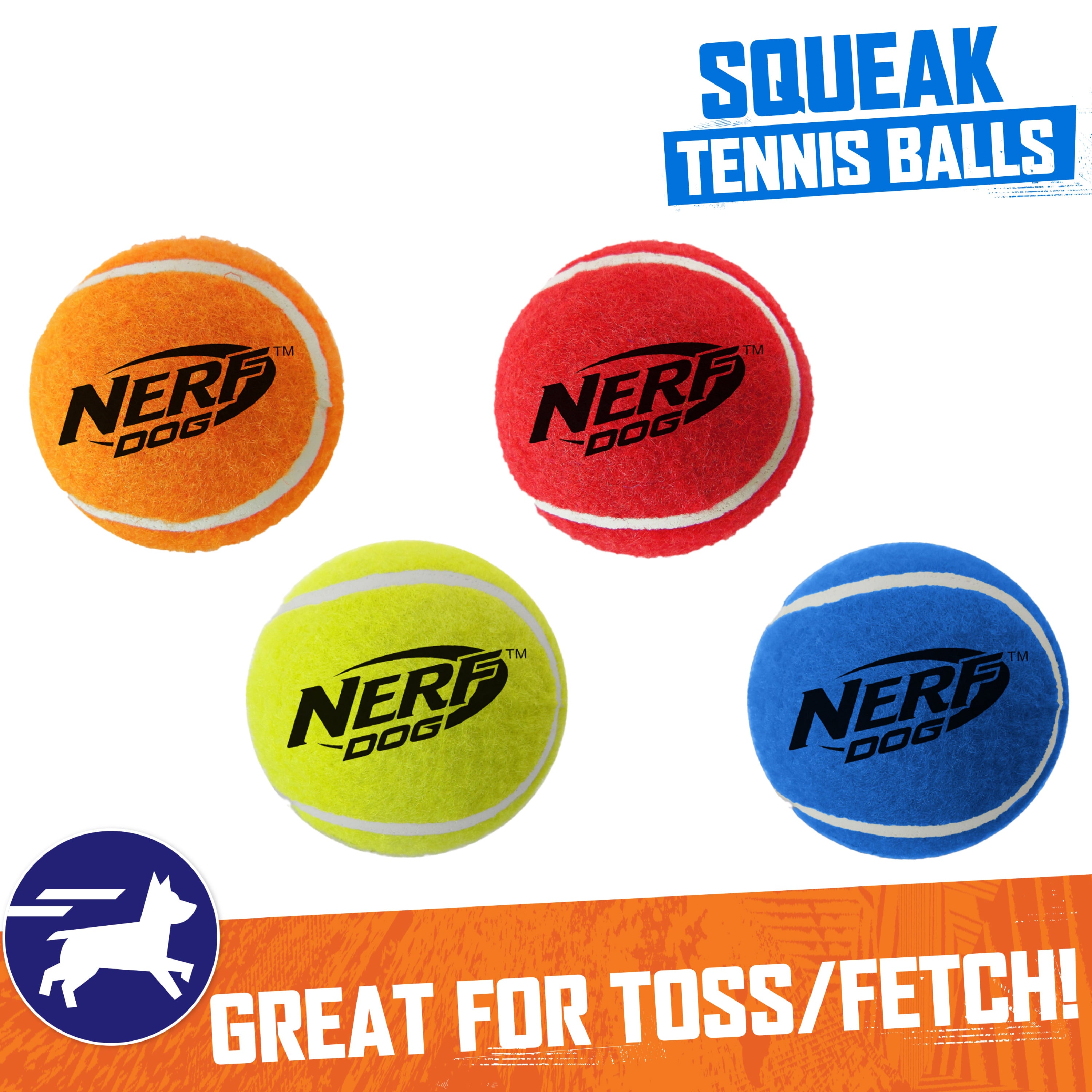 Nerf Dog 2” Squeak Tennis Ball Dog Toy 4-Pack