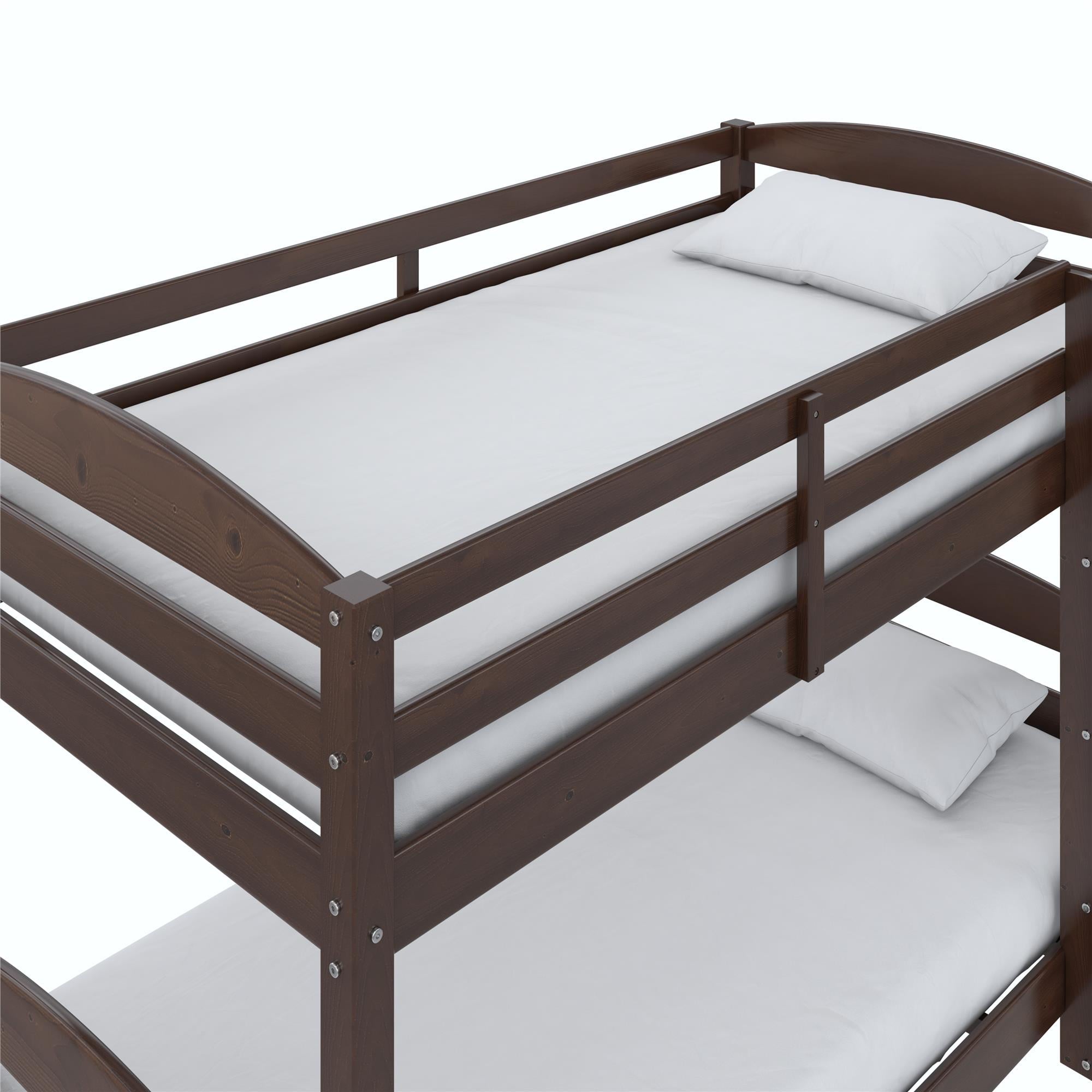 Better Homes & Gardens Leighton Solid Wood Twin-over-Twin Convertible Bunk Bed, Mocha