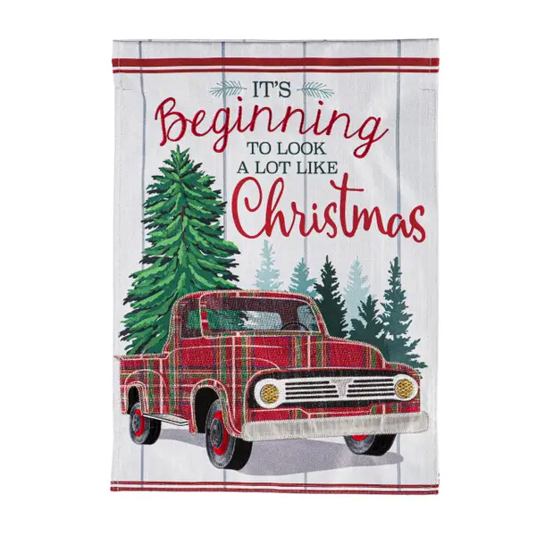 Evergreen Enterprises Plaid Christmas Truck Garden Flag