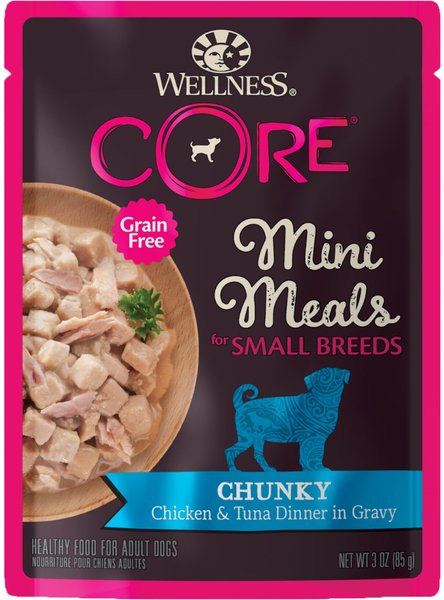 Wellness CORE Grain-Free Small Breed Mini Meals Chunky Chicken and Tuna in Gravy Dog Food Pouches