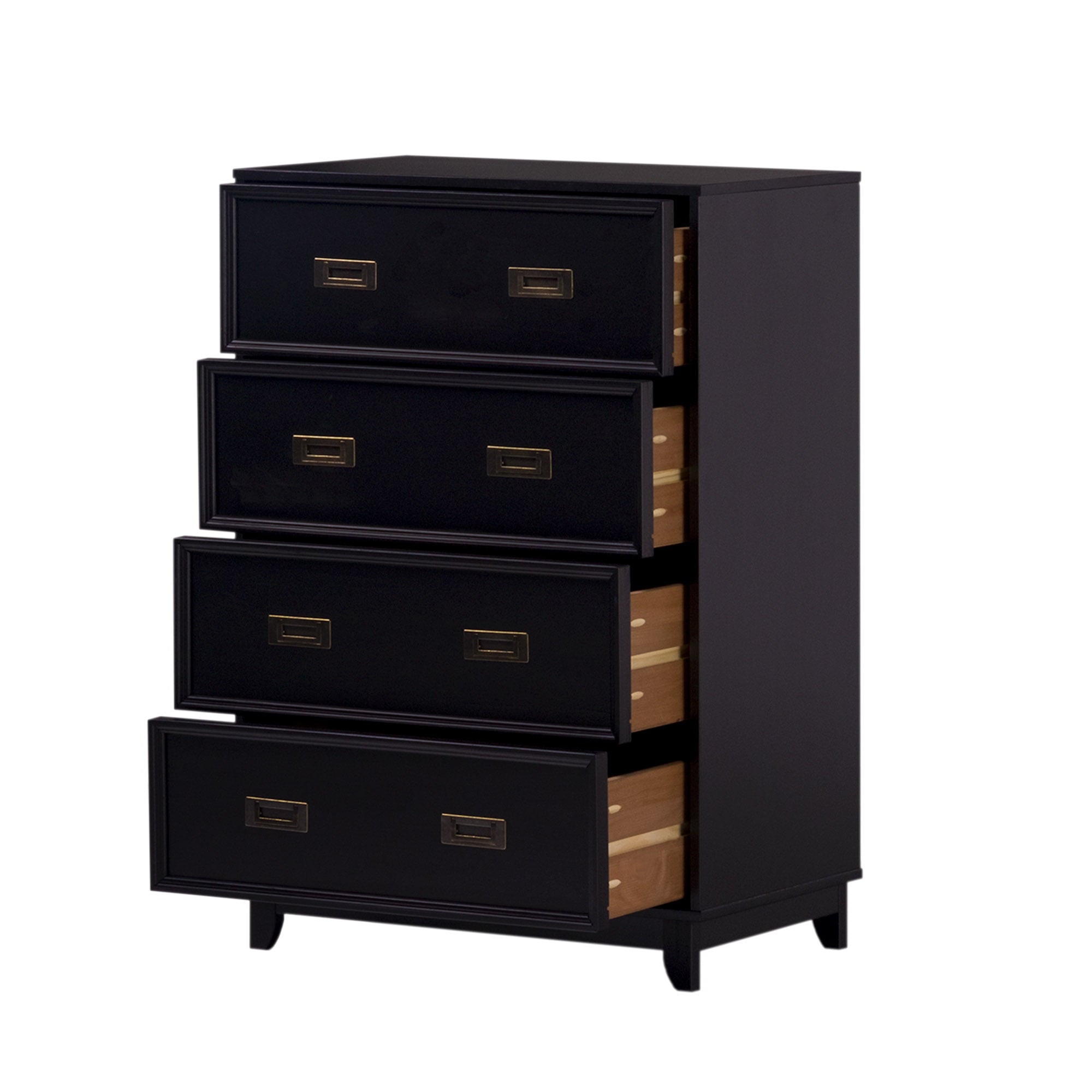 Manor Park Classic Modern Solid Wood 4-Drawer Dresser, Black