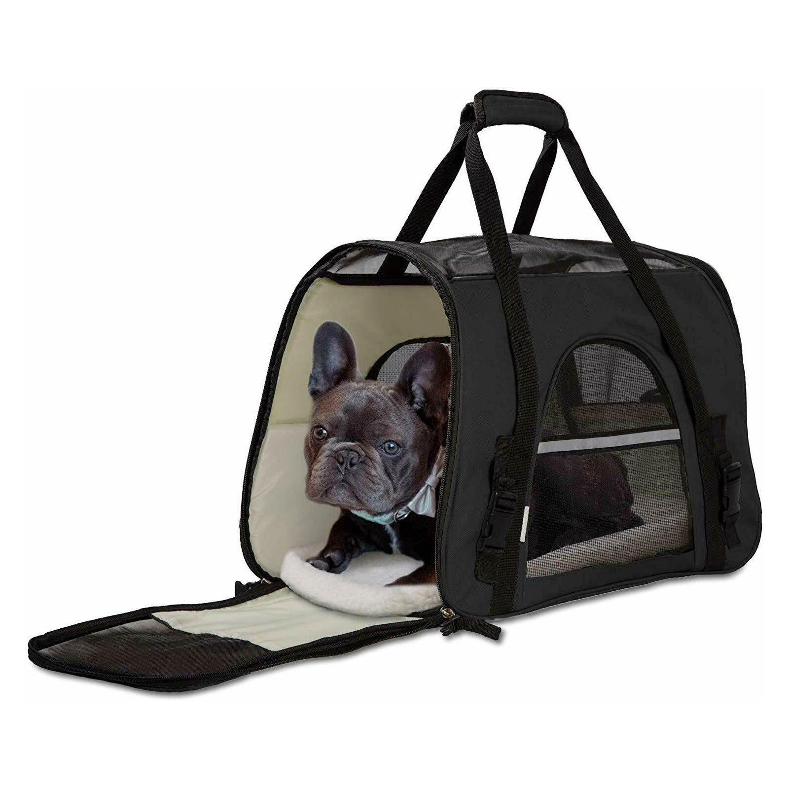 Airline Approved Pet Carrier Soft Sided Small Cat / Dog Comfort Black Travel Bag