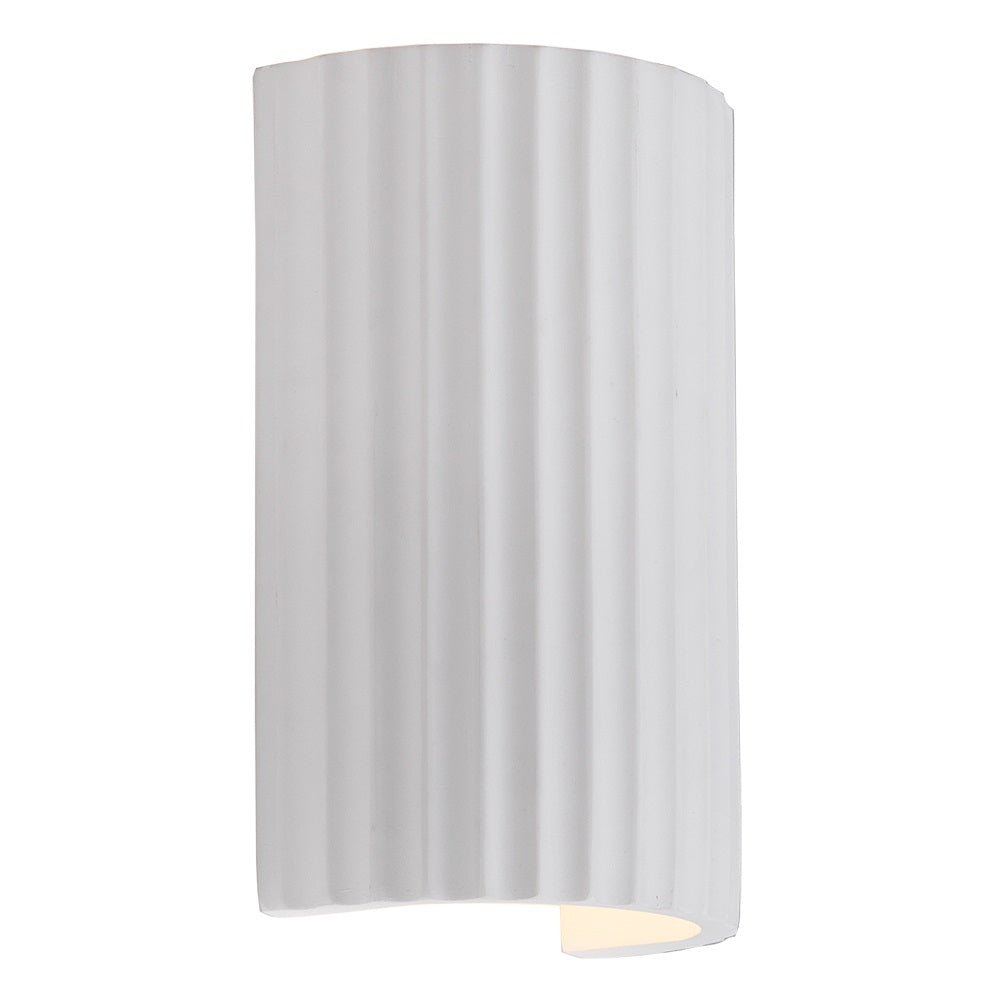 Oaks 8434 WH Nilak White Gypsum Modern Up & Down Curved Ribbed Wall Light 18cm