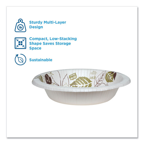 Dixie Pathways Heavyweight Paper Bowls， 12 oz， Green/Burgundy， 1，000/Carton (SX12PATH)