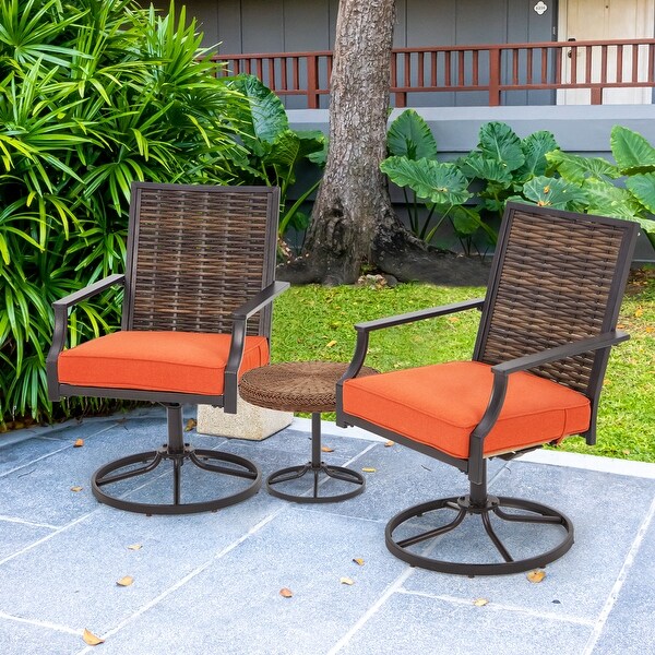 EROMMY Swivel Patio Dining Chairs Set of 2，Outdoor Wicker Aluminum Swivel Chair，Swivel Rocker with AllWeather Aluminum Frame