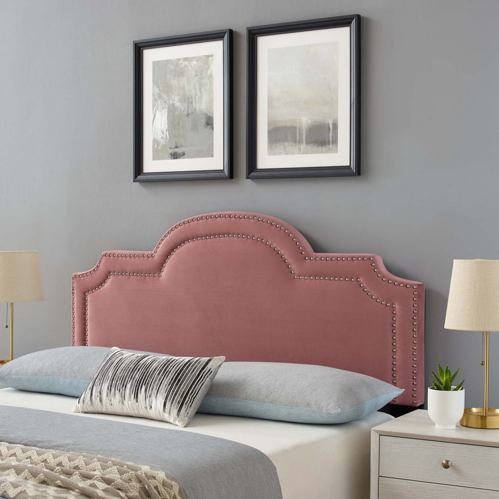 Headboard  Nailhead  Full Queen  Charcoal Velvet  Modern Mid Century   Contemporary   Headboards   by House Bound  Houzz