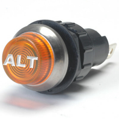 K-Four Large Amber Alt Engraved For Alternator Indicator Warning Light Bolts Into A 3/4 Inch Hole