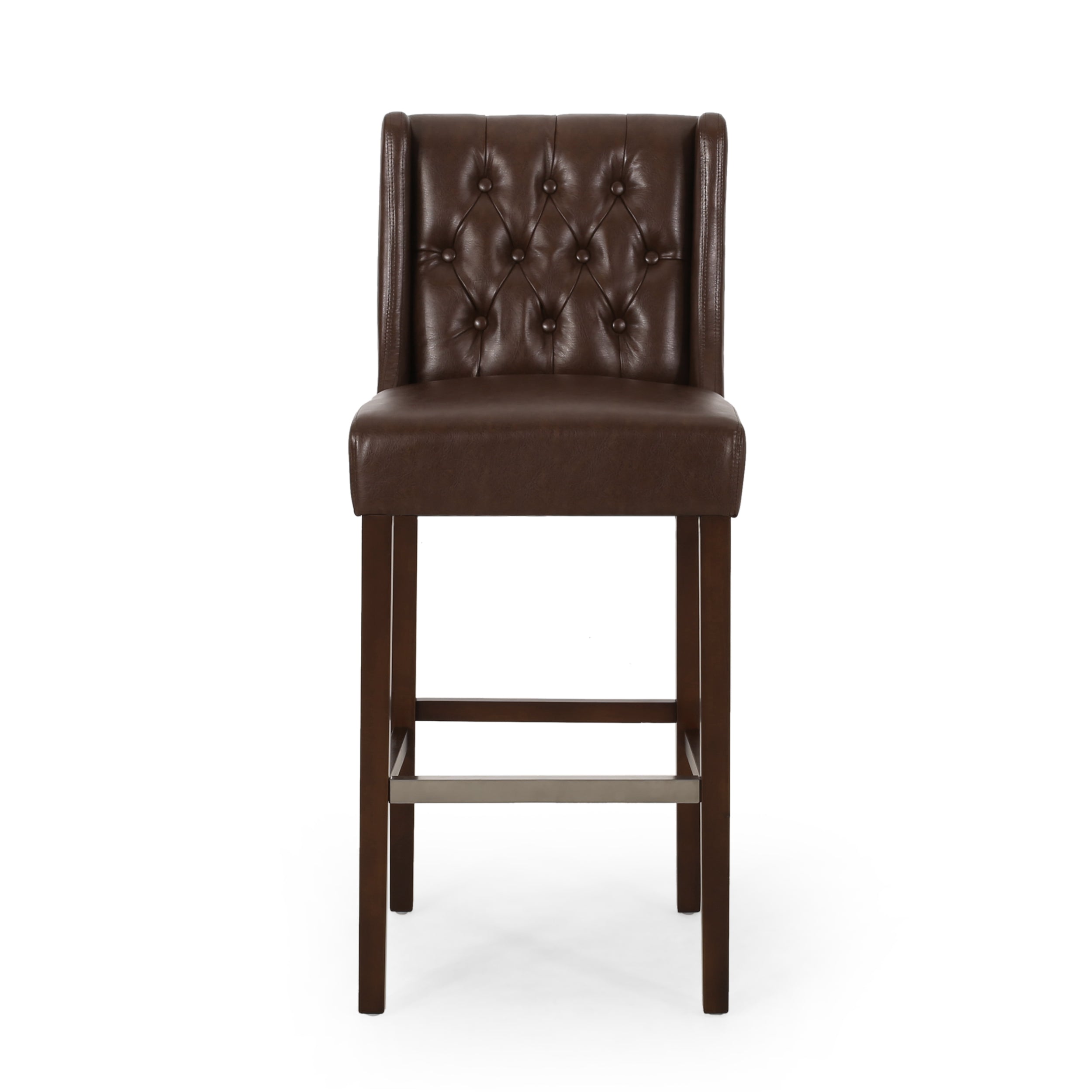 Leeandre Contemporary Wingback Faux Leather Barstools (Set of 2)