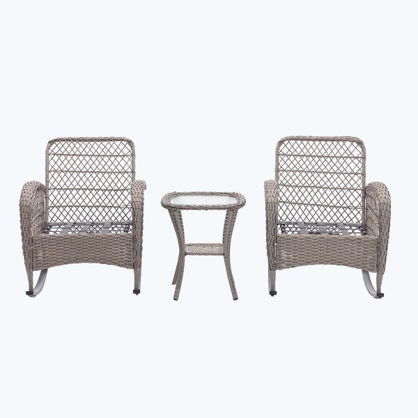 3pcs Outdoor Furniture Modern Wicker rocking chair set - Overstock - 37582713