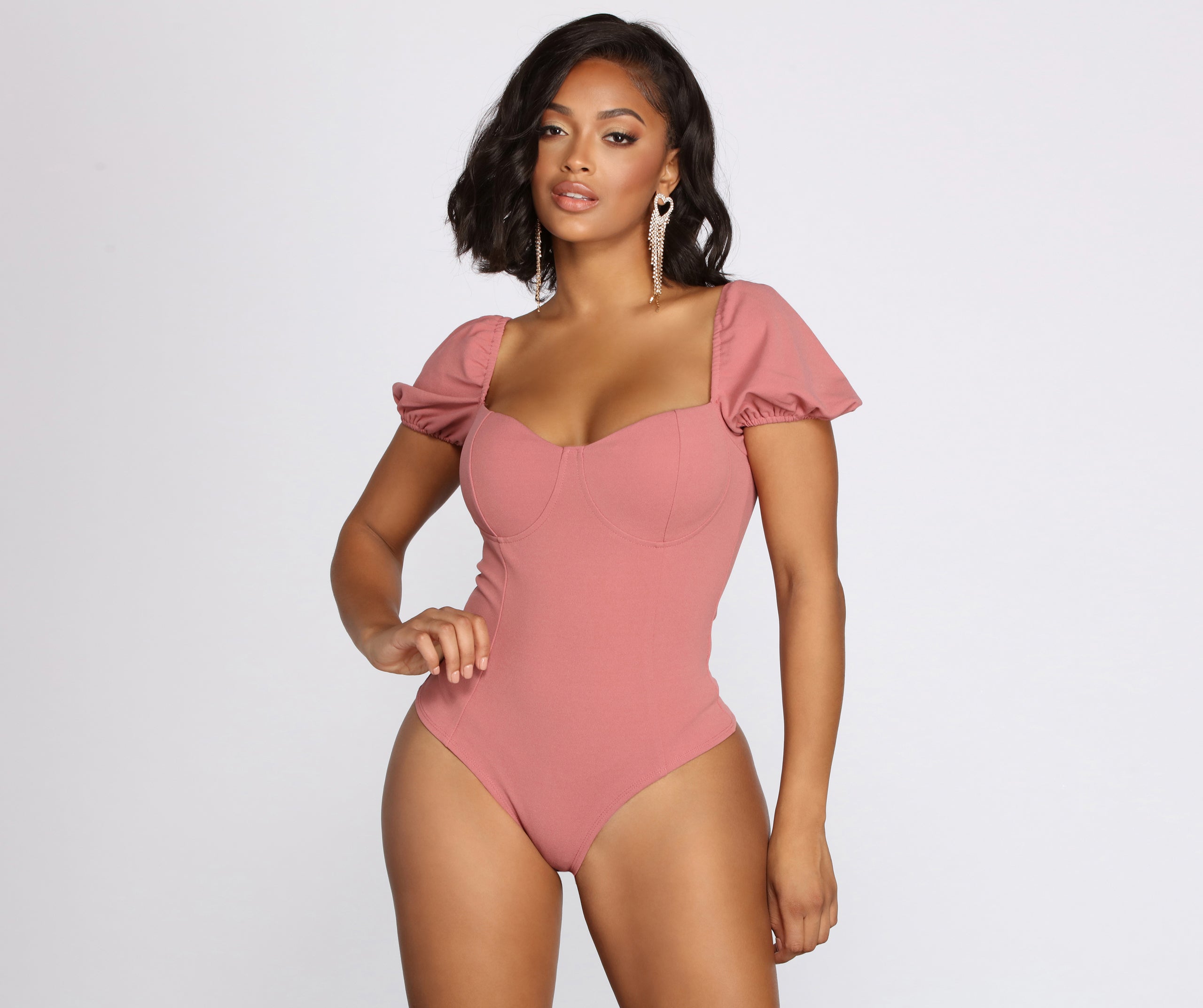 Crepe Puff Sleeve Bodysuit