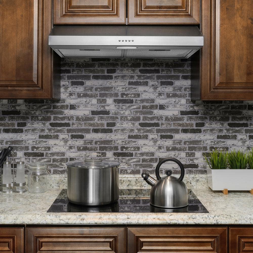 AKDY 24 in 58 CFM Convertible Under Cabinet Range Hood in Brushed Stainless Steel with 2 Carbon Filters and Push Button