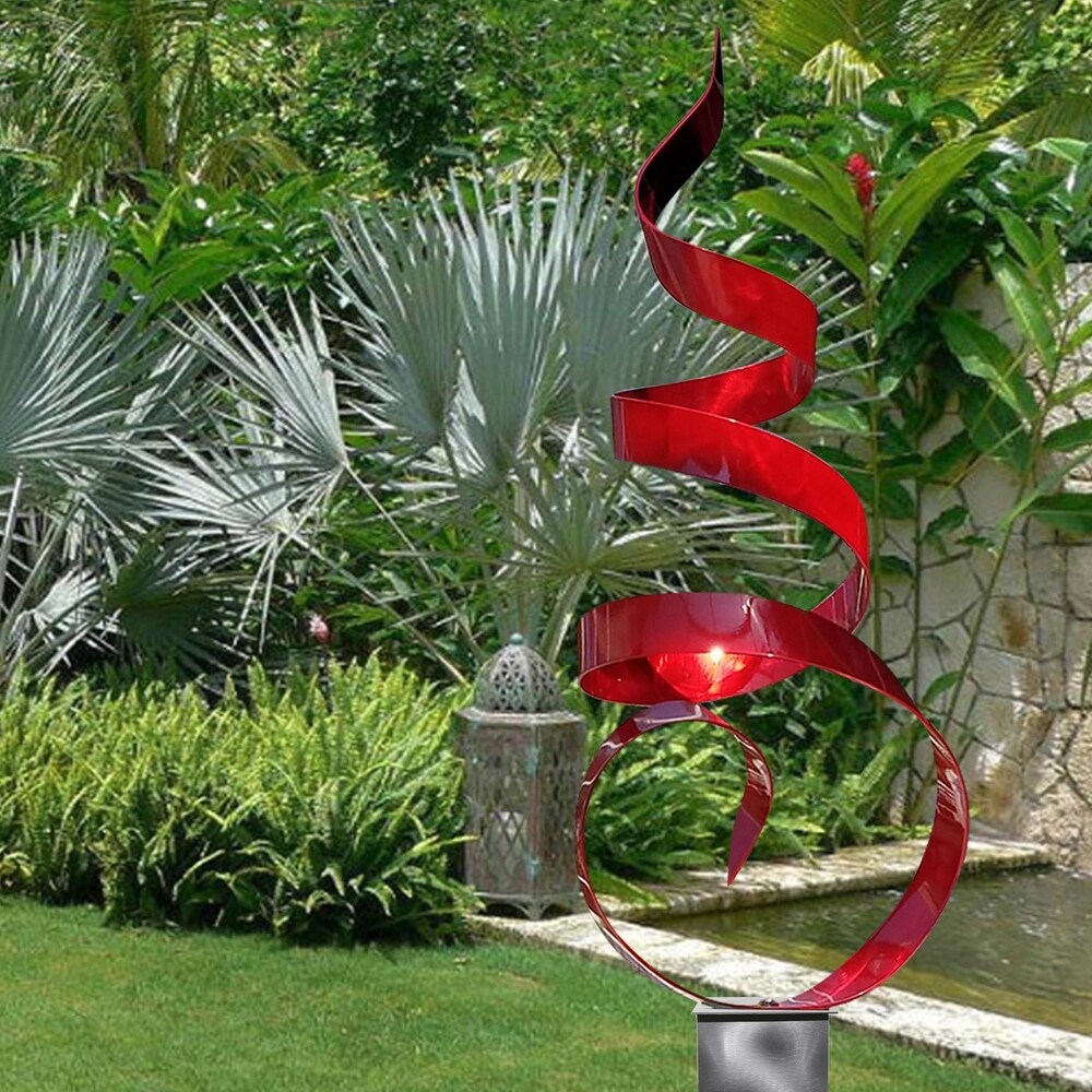 Statements2000 Large Abstract Metal Sculpture Modern Indoor Outdoor Decor by Jon en   Sea Breeze with Silver Base