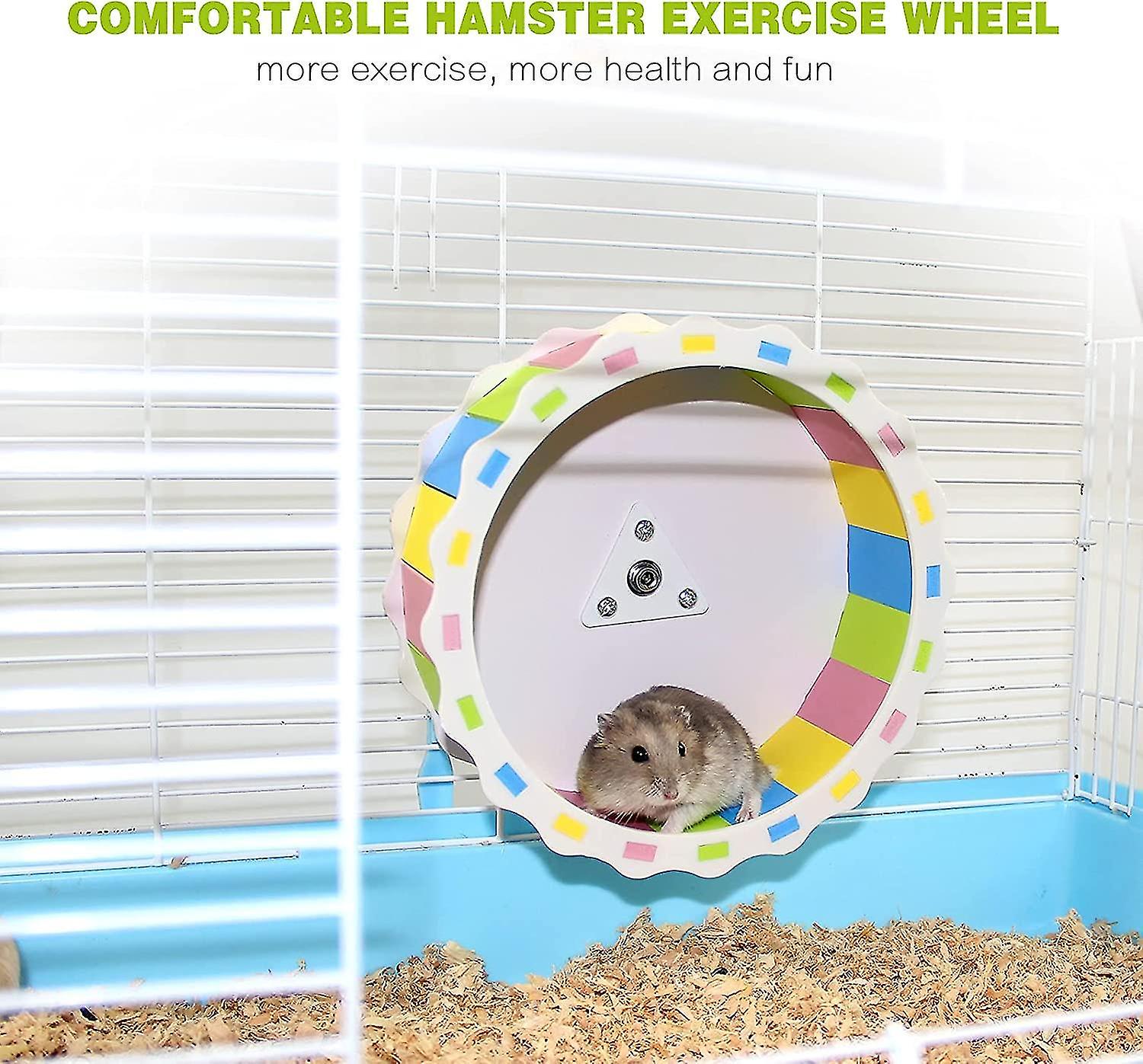 Silent Hamster Wheel Toy， Wooden Hamster Running Wheel Exercise Wheel， Non Slip Spinner Hamster Cage