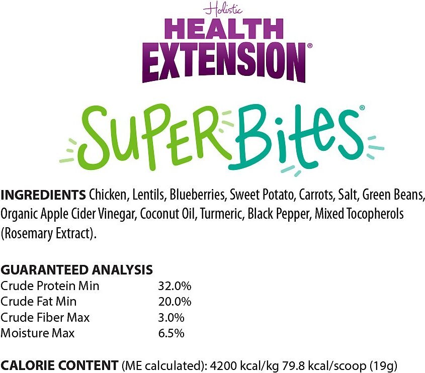 Health Extension Super Bites Chicken Recipe Freeze-Dried Raw Dog Food Mixer