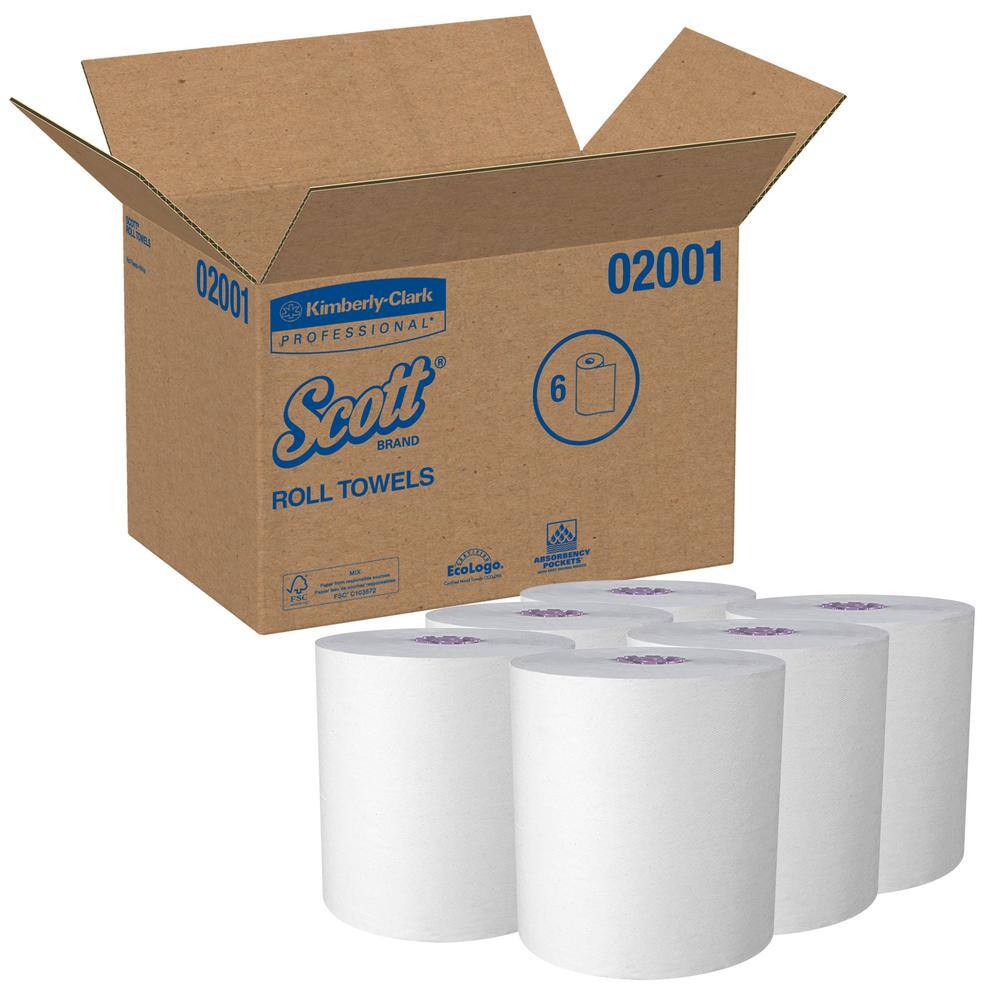 Scott White Fast Change Unperforated Essential Hard Roll Paper Towels (6-Rolls) KCC02001