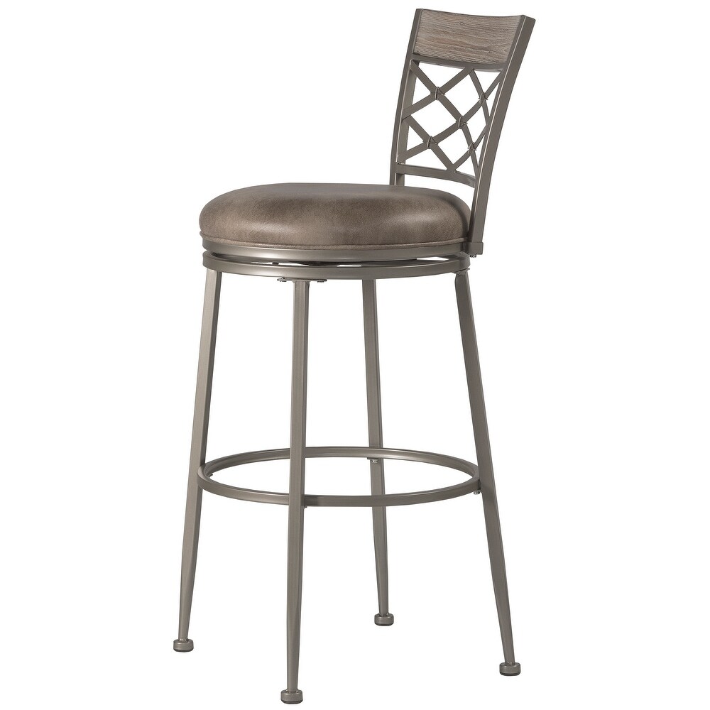 Hillsdale Furniture Hutchinson Pewter Metal Counter Height Swivel Stool   41.5H x 18W x 20DSeat Height: 26H