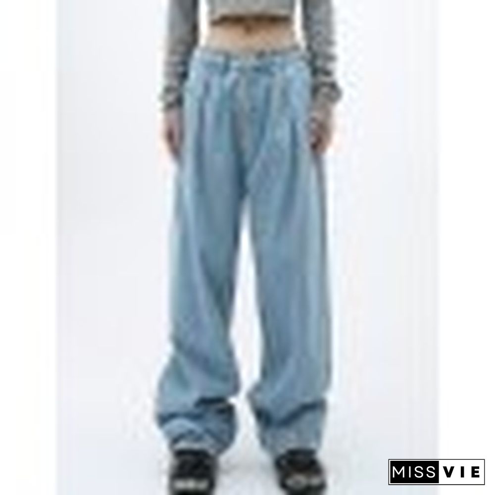 Pleated 90s Baggy Boyfriend Jeans