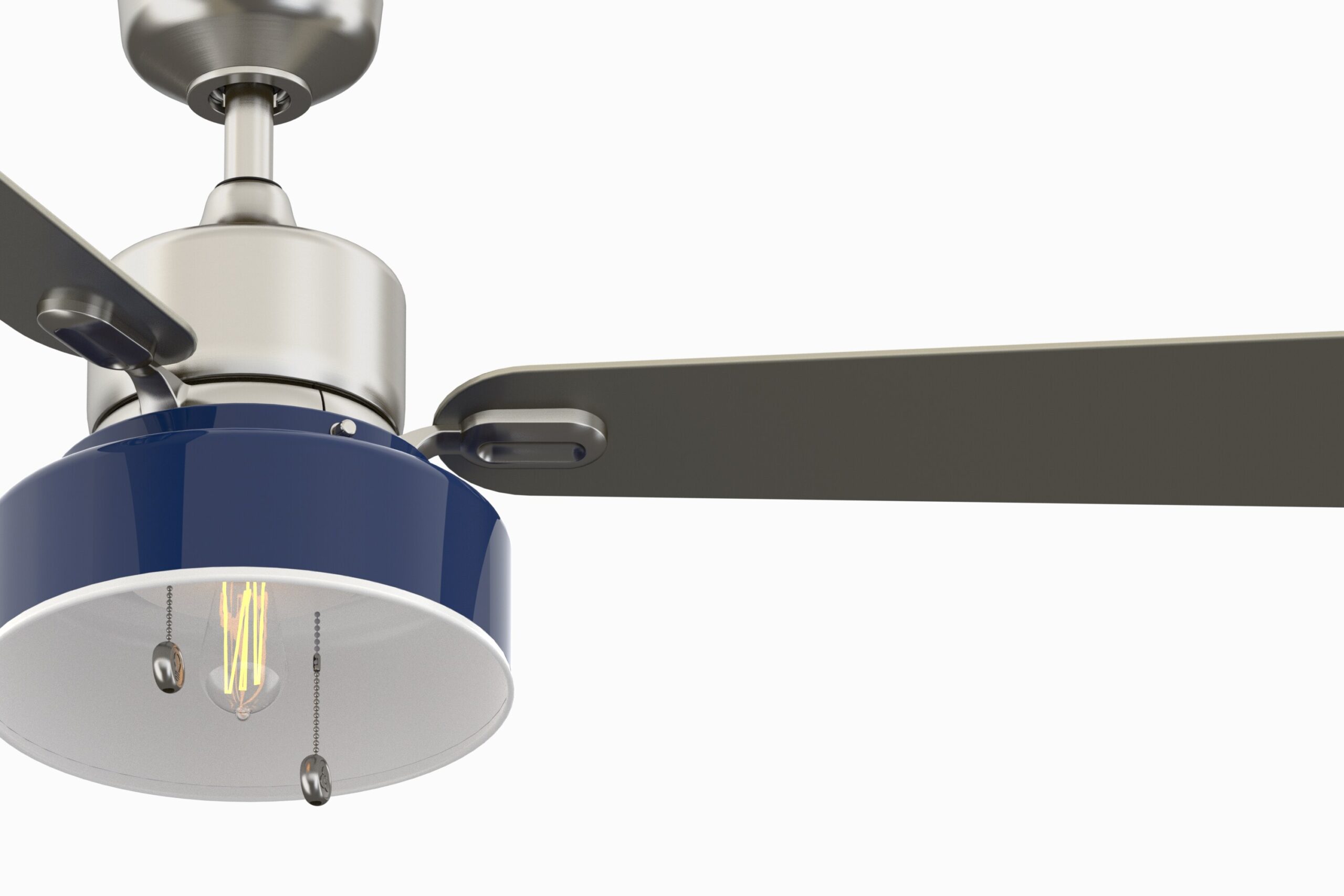 Fanimation Studio Collection Navy 52-in Brushed Nickel LED Indoor Ceiling Fan with Light (3-Blade)