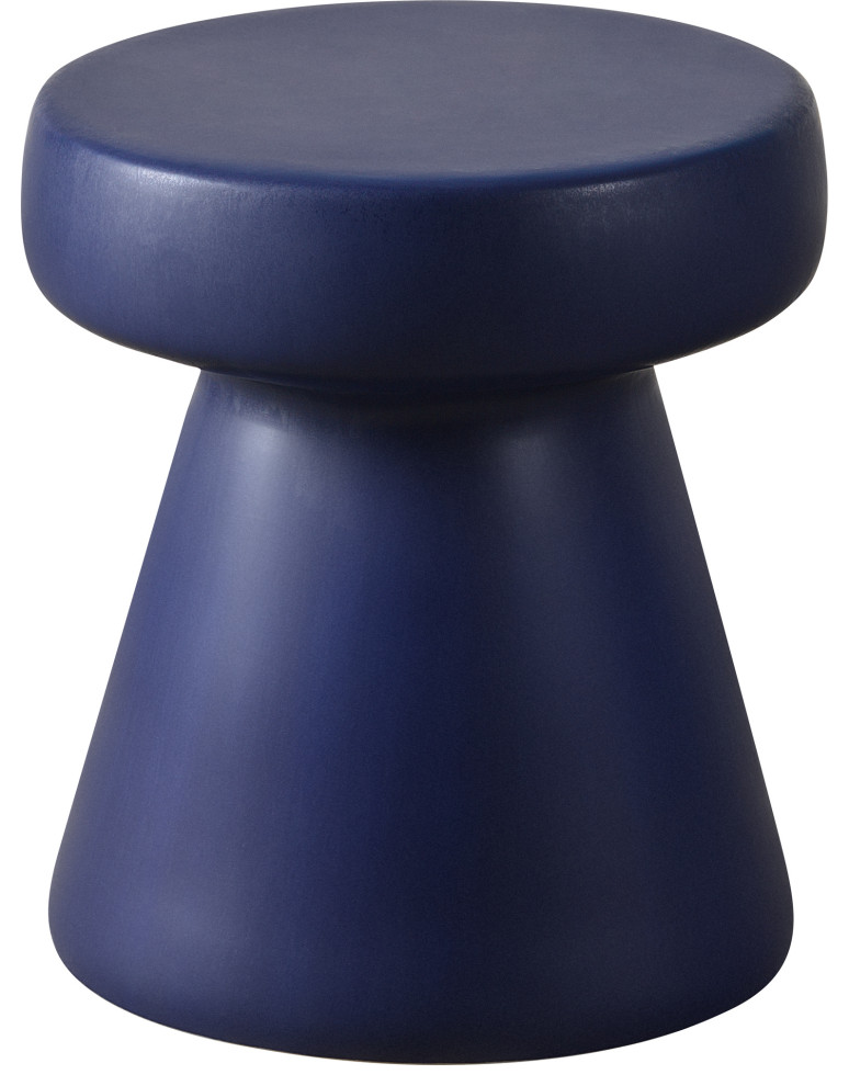 Charlie Matte Navy Ceramic Outdoor Table   Contemporary   Outdoor Side Tables   by Renwil  Houzz