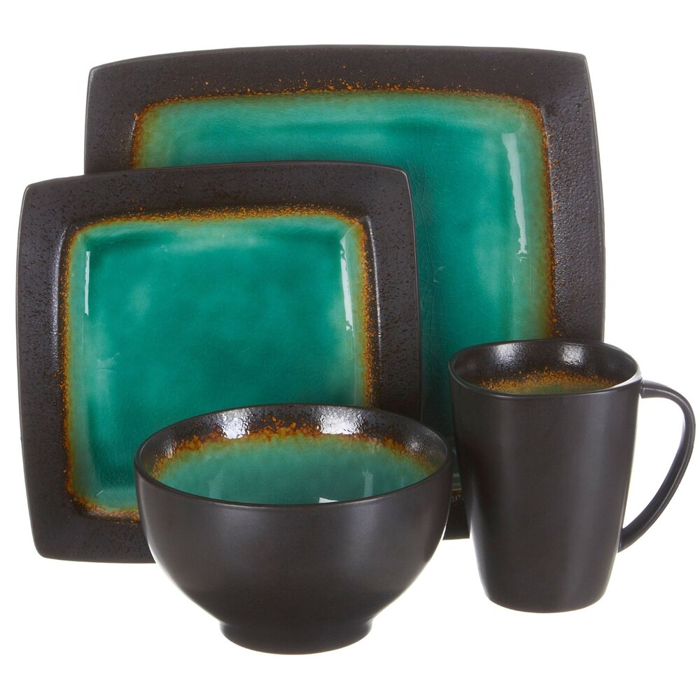 Ocean Paradise Jade Square Dinnerware Set (16 Piece)