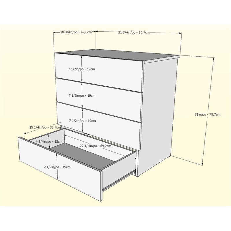 Pemberly Row 341405 4-Drawer Chest Natural Maple