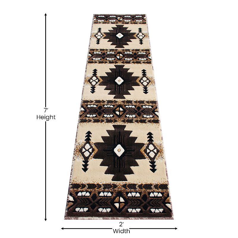 Masada Rugs Masada Rugs 2'x7' Southwest Native American Runner Rug - Design C318 Berber