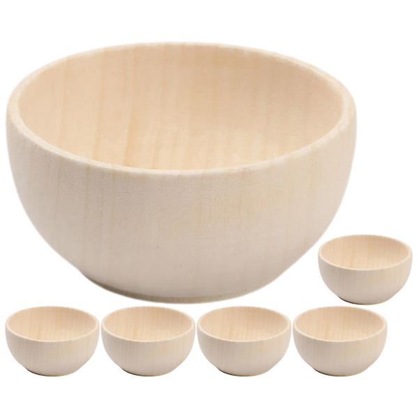 5 Pcs Wooden Craft Bowls Unfinished Wooden Bowls Unpainted Wood Bowls Kids Diy Wood Bowls