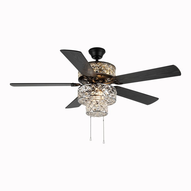 Led Metal Punched Triple Tiered Crystal Lighted Ceiling Fan Silver River Of Goods