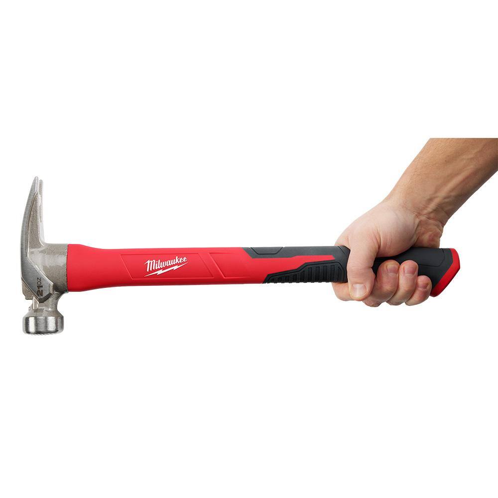 MW 21 oz. Milled Face Poly Handle Hammer with 10 in. Nail Puller with Dimpler 48-22-9320-48-22-9035